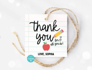 Screenshot_9 Teacher Appreciation Gift Tags Thank You Teacher Gift Tag Cookie School Printable Tags Editable Canva Template Instant Digital Download